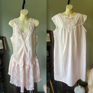 PRETTY IN PINK MISFIT LOT #2 VINTAGE LINGERIE NIGHTGOWNS *FLAWS